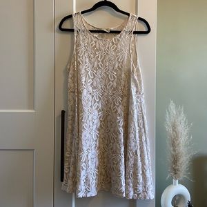 Free People Sheer Lacey Dress in Cream/Off-White